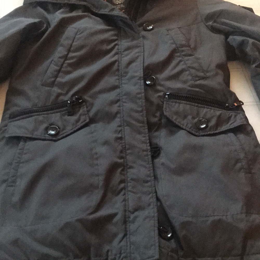 $175 VINCE CAMUTO Gray Faux Fur DOWN PARKA Hood Winter Warm Mid Length Jacket M - Picture 7 of 16